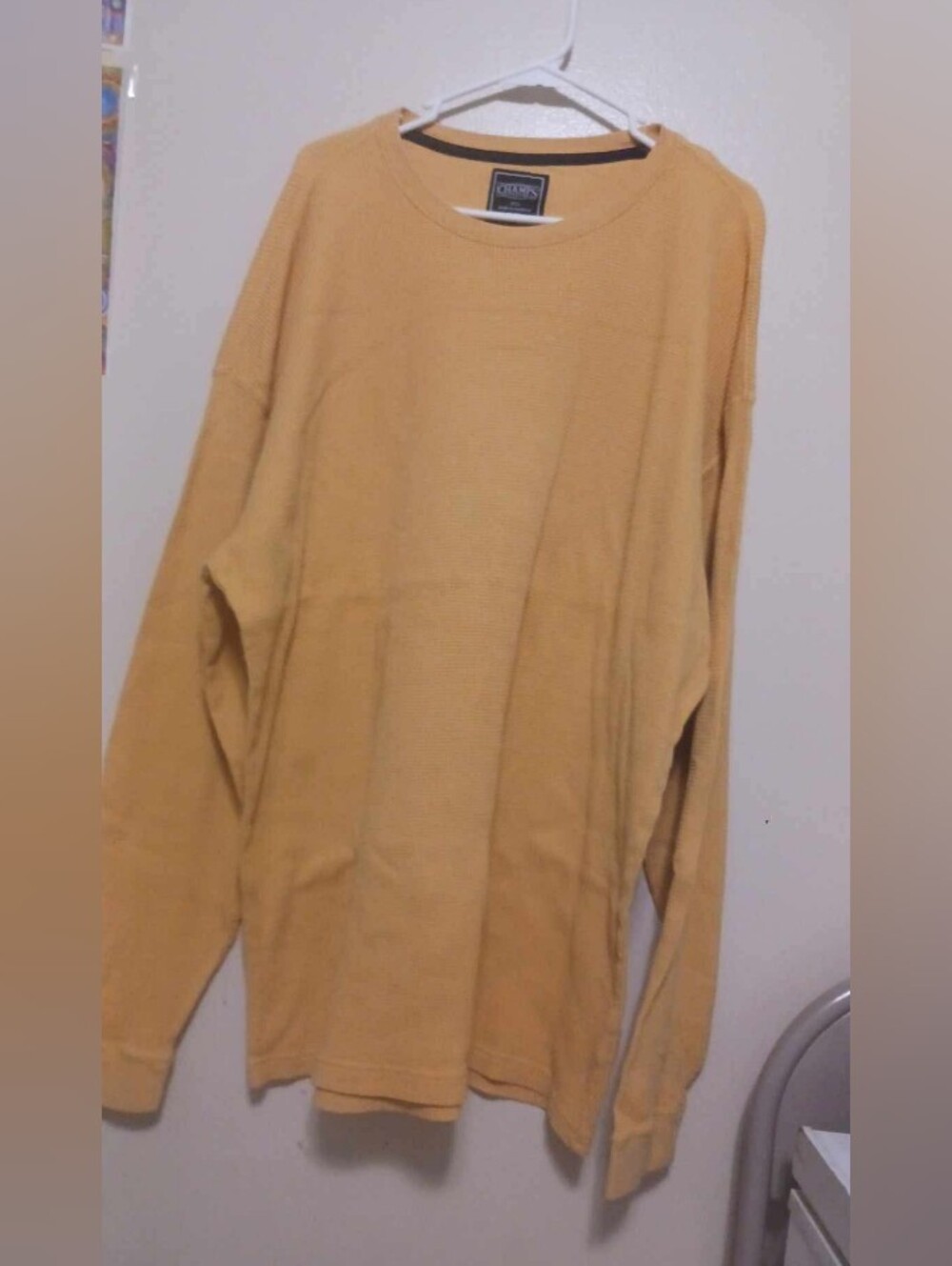 Champs Men's Mustard Yellow Crewneck Long Sleeve Waffle Knit Shirt 3xl A-34